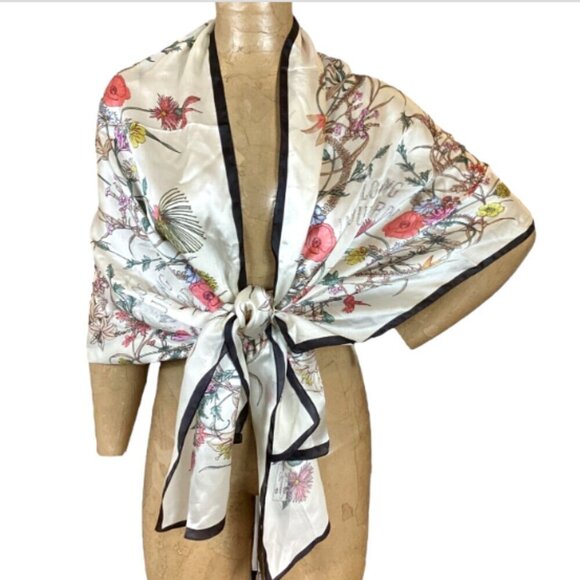 Gucci Silk Scarf "Blooming In Your Garden" Rectangular Scarf Item #143X - Picture 1 of 15